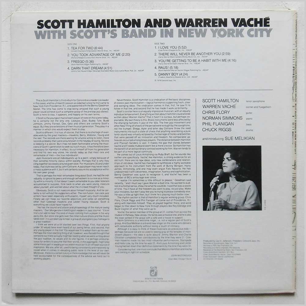 Scott Hamilton, Warren Vache - Scott Hamilton and Warren Vache With Scott's Band In New York City  (CJ-70) 