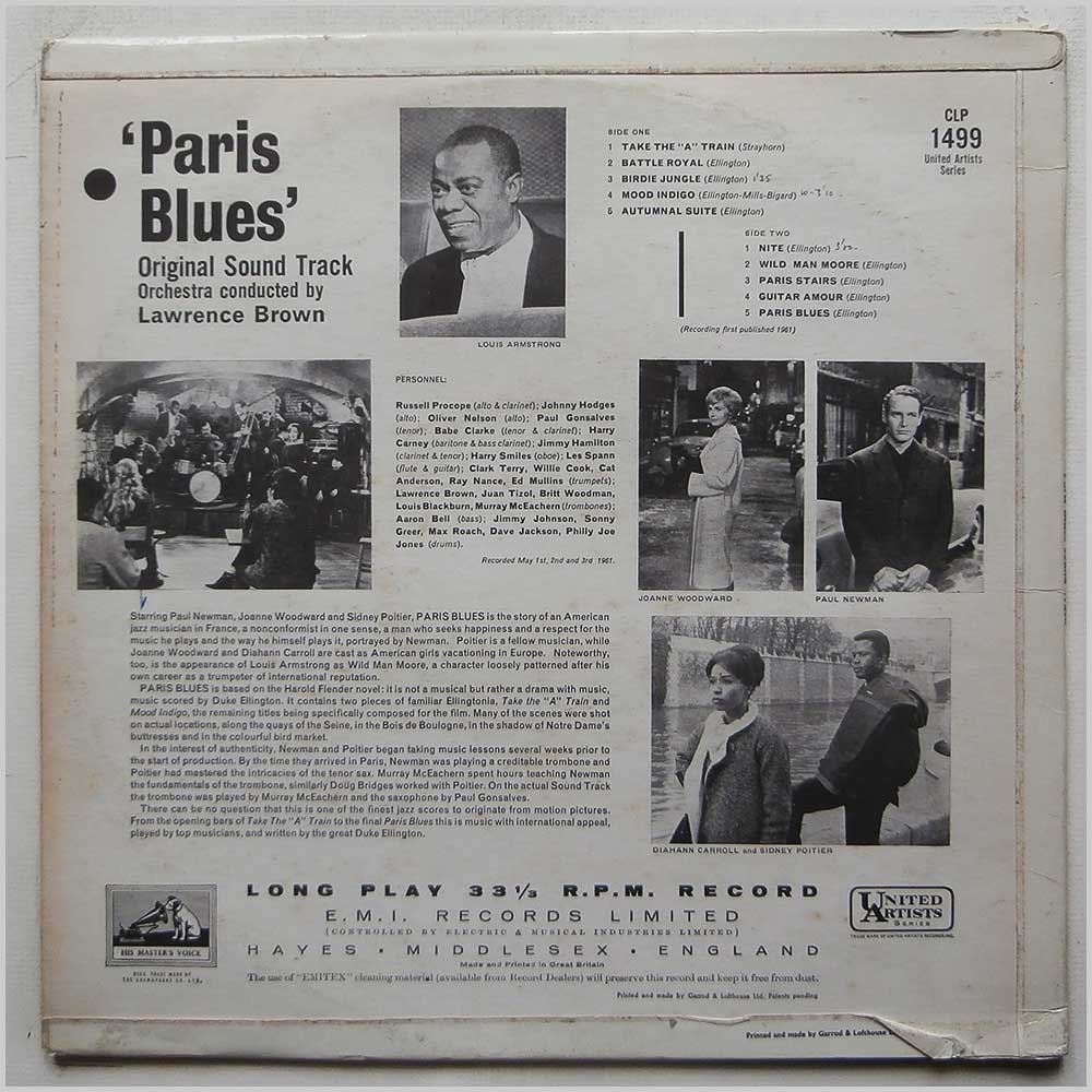 Duke Ellington, Louis Armstrong - Paris Blues Original Soundtrack  (CLP 1499) 