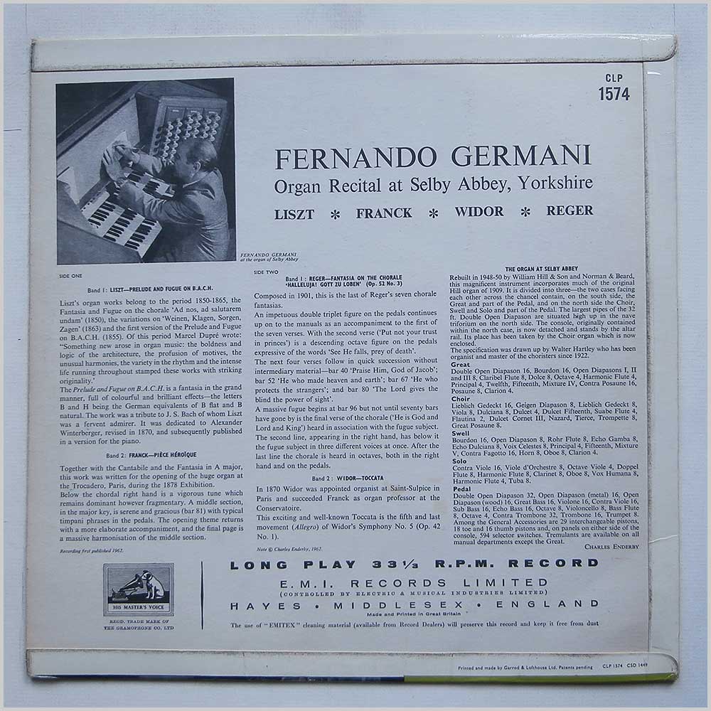 Fernando Germani - Organ Recital At Selby Abbey, Yorkshire  (CLP 1574) 