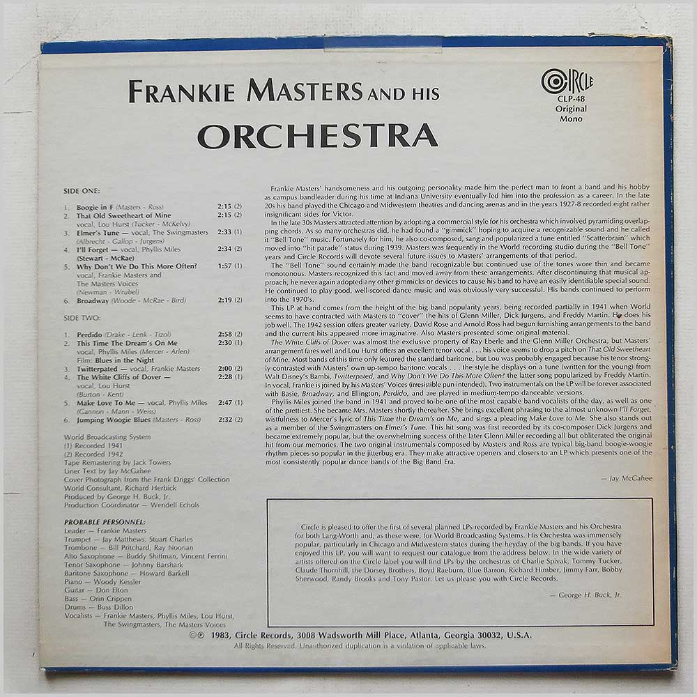 Frankie Masters and His Orchestra - Frankie Masters and His Orchestra 1941-1942  (CLP-48) 