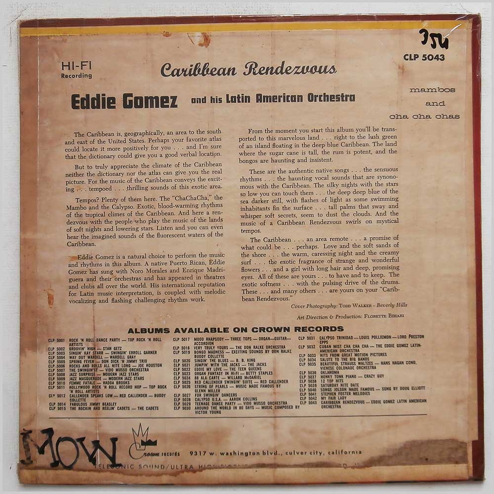 Eddie Gomez and His Latin American Orchestra - Caribbean Rendezvous  (CLP 5043) 