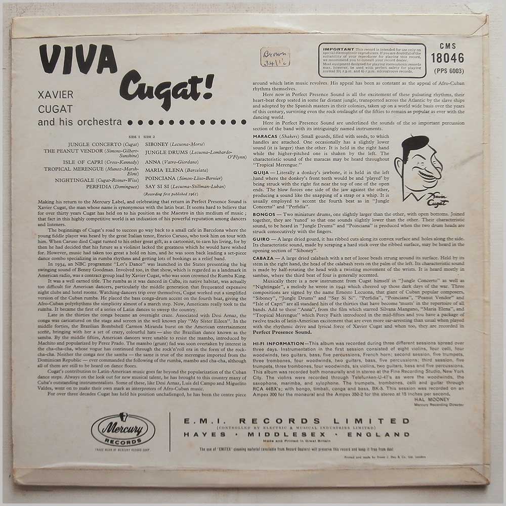 Xavier Cugat and His Orchestra - Viva Cugat  (CMS 18046) 