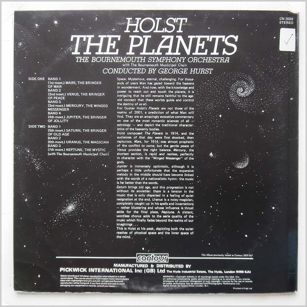 George Hurst, The Bournemouth Symphony Orchestra - Holst: The Planets  (CN 2020) 