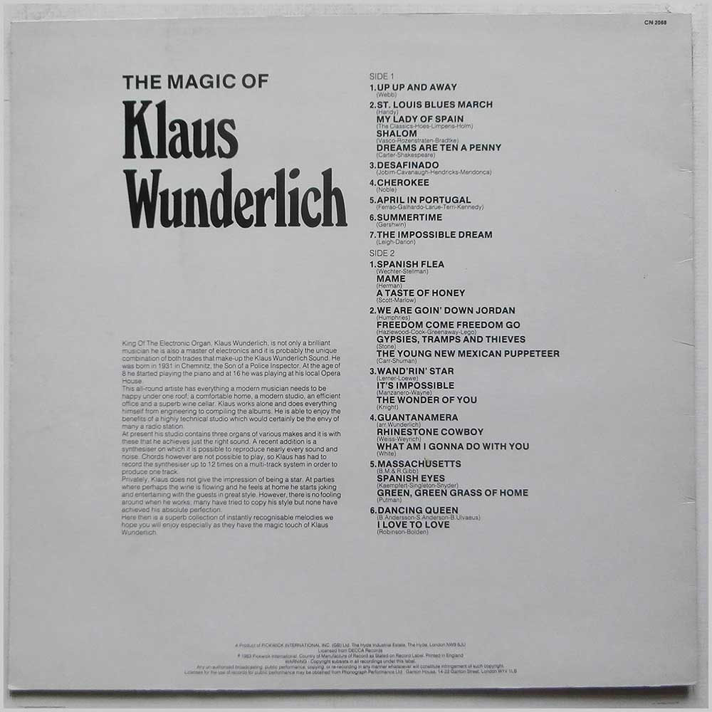 Klaus Wunderlich - The Magic Of Klaus Wunderlich  (CN 2068) 