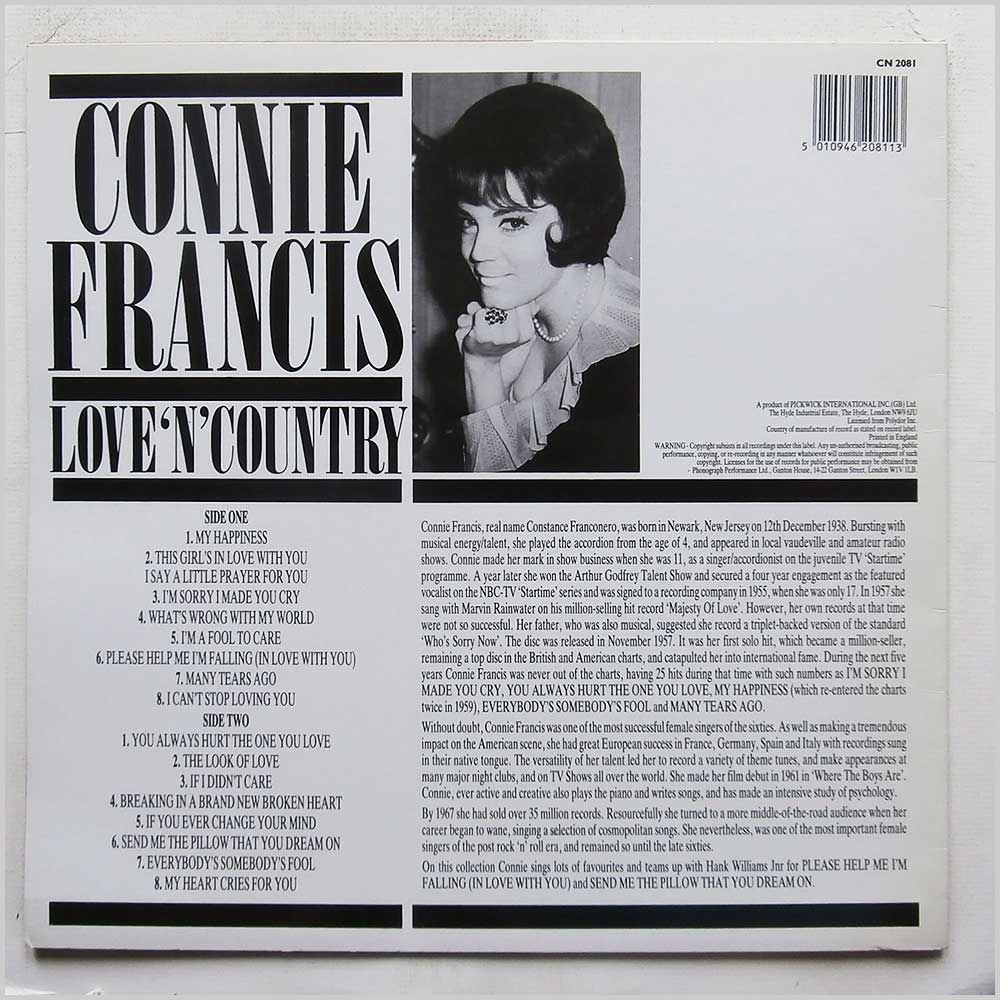 Connie Francis - Love 'N' Country  (CN 2081) 