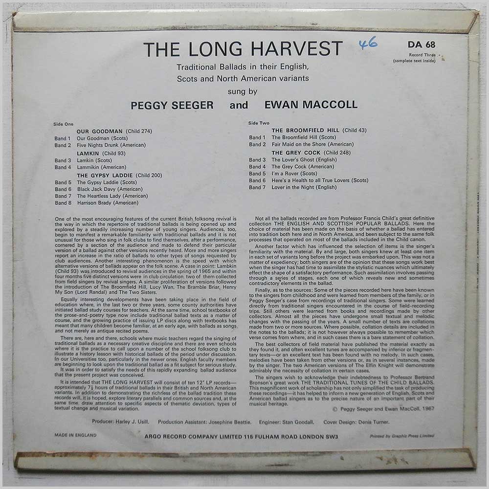 Ewan MacColl and Peggy Seeger - The Long Harvest [Record Three]  (DA 68) 