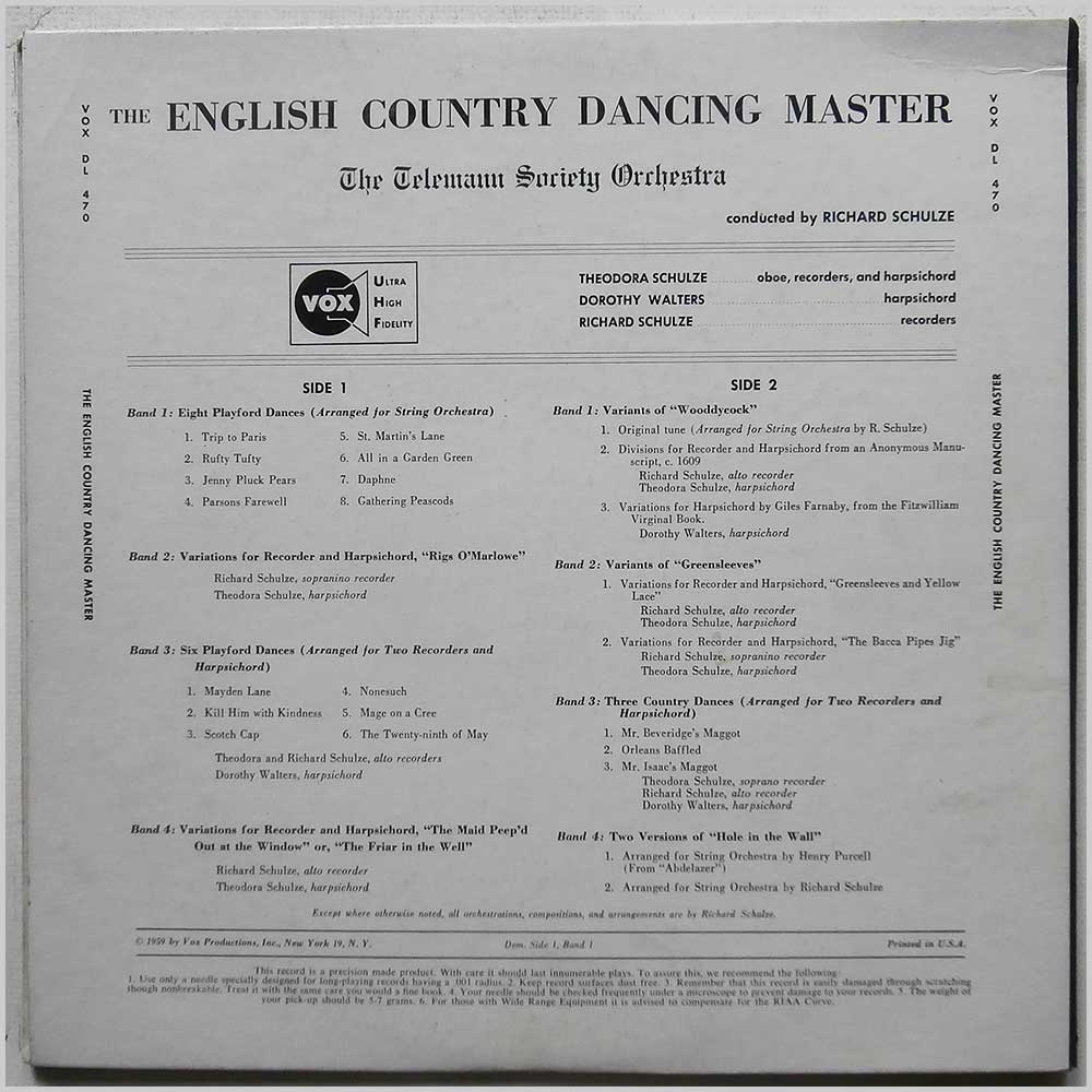 The Teleman Society Orchestra - The English Country Dancing Master  (DL 470) 
