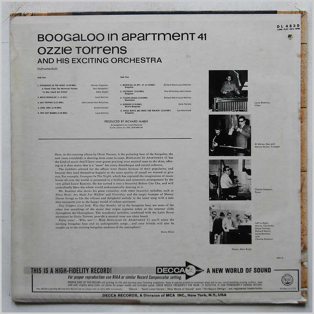 Ozzie Torrens and His Exciting Orchestra - Boogaloo In Apartment 41  (DL 4830) 