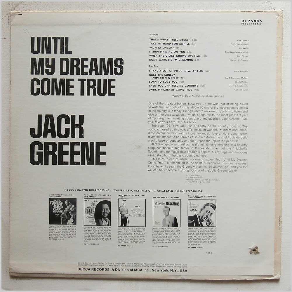 Jack Greene - Until My Dreams Come True  (DL 75086) 