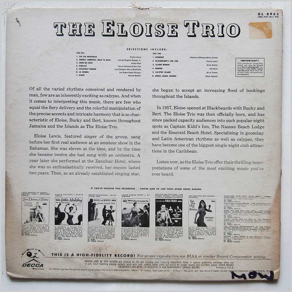 The Eloise Trio - The Eloise Trio  (DL 8983) 