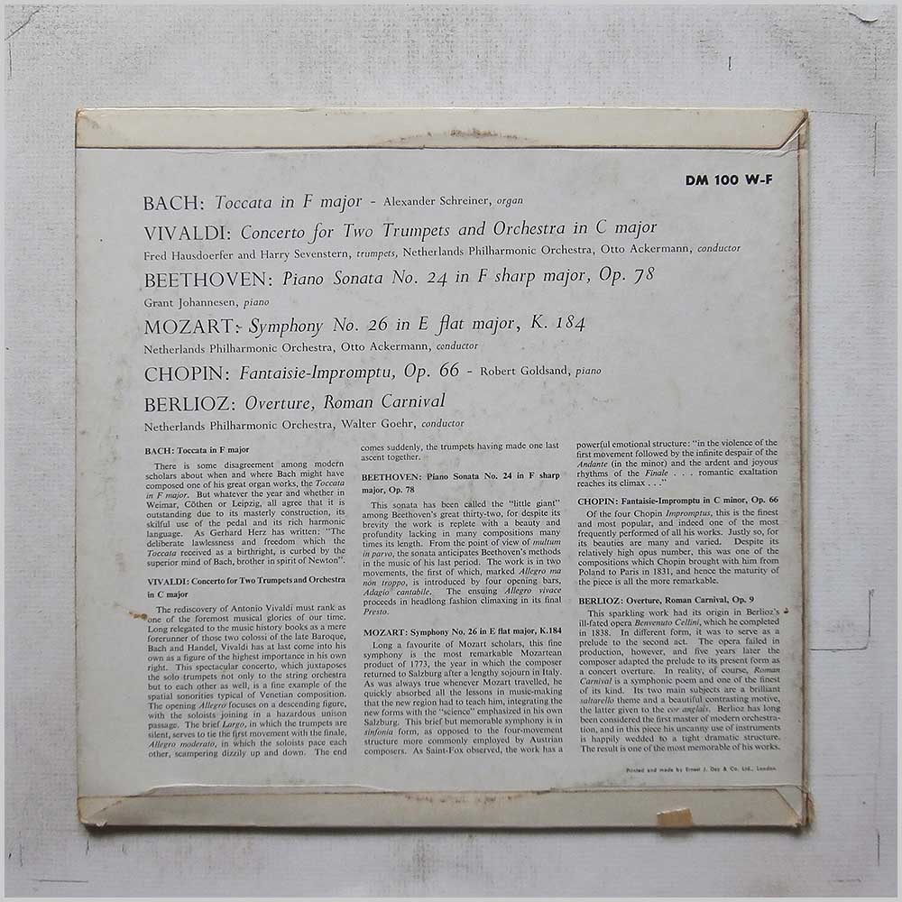 Various - Six Immortal Masterworks: Bach, Vivaldi, Beethoven, Mozart, Chopin, Berlioz  (DM 100 W-F) 