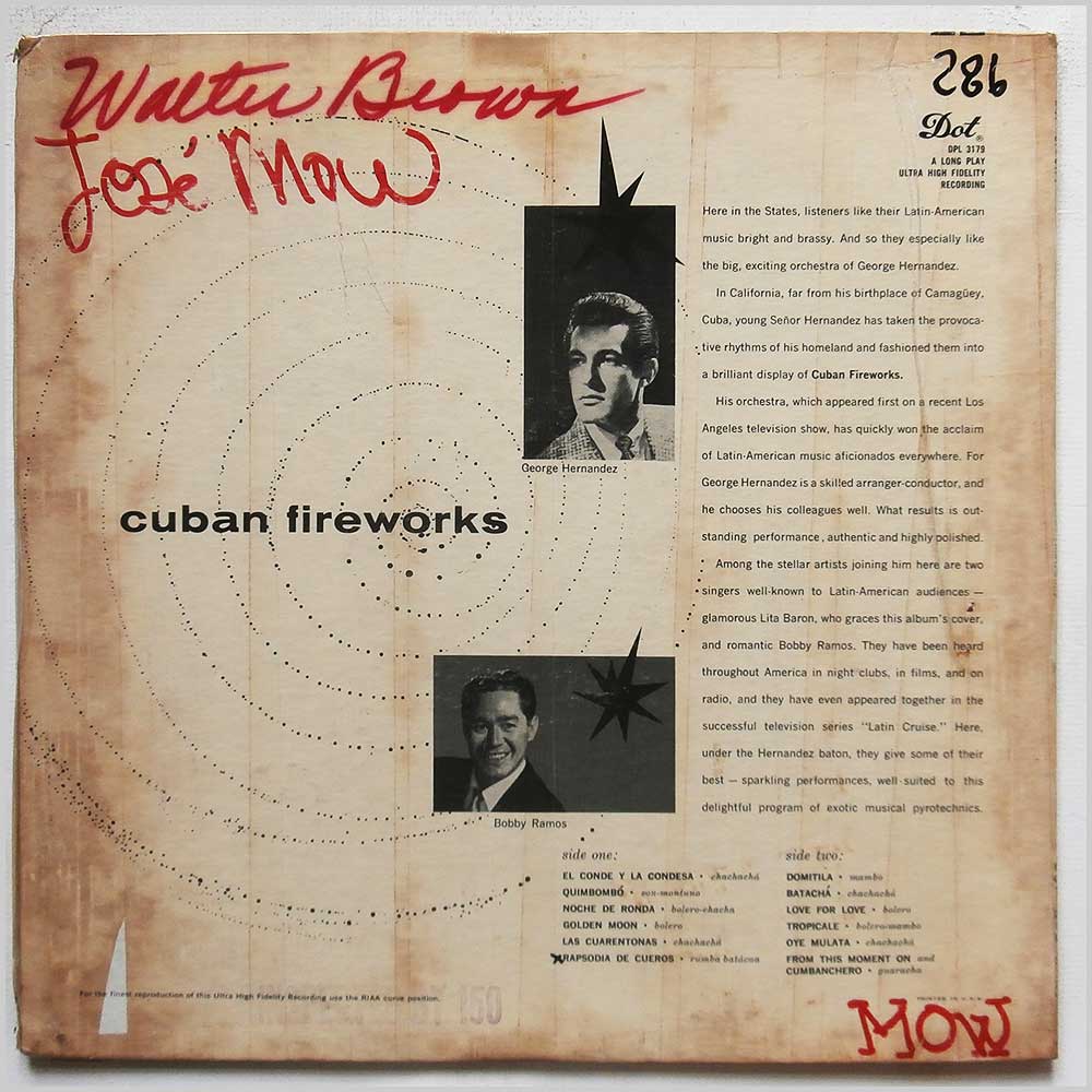 Lia Baron, Bobby Ramos, George Hernandez and His Orchestra - Cuban Fireworks  (DPL 3179) 