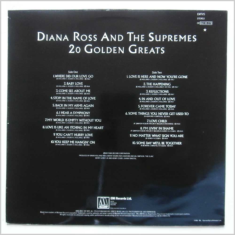 Diana Ross and The Supremes - 20 Golden Greats  (EMTV5) 