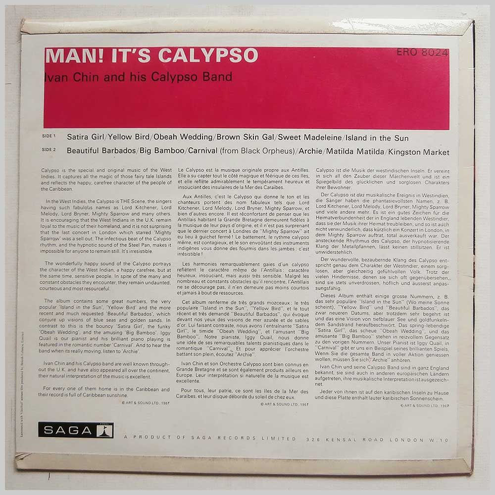 Ivan Chin and His Calypso Band - Man! It's Calypso  (ERO 8024) 