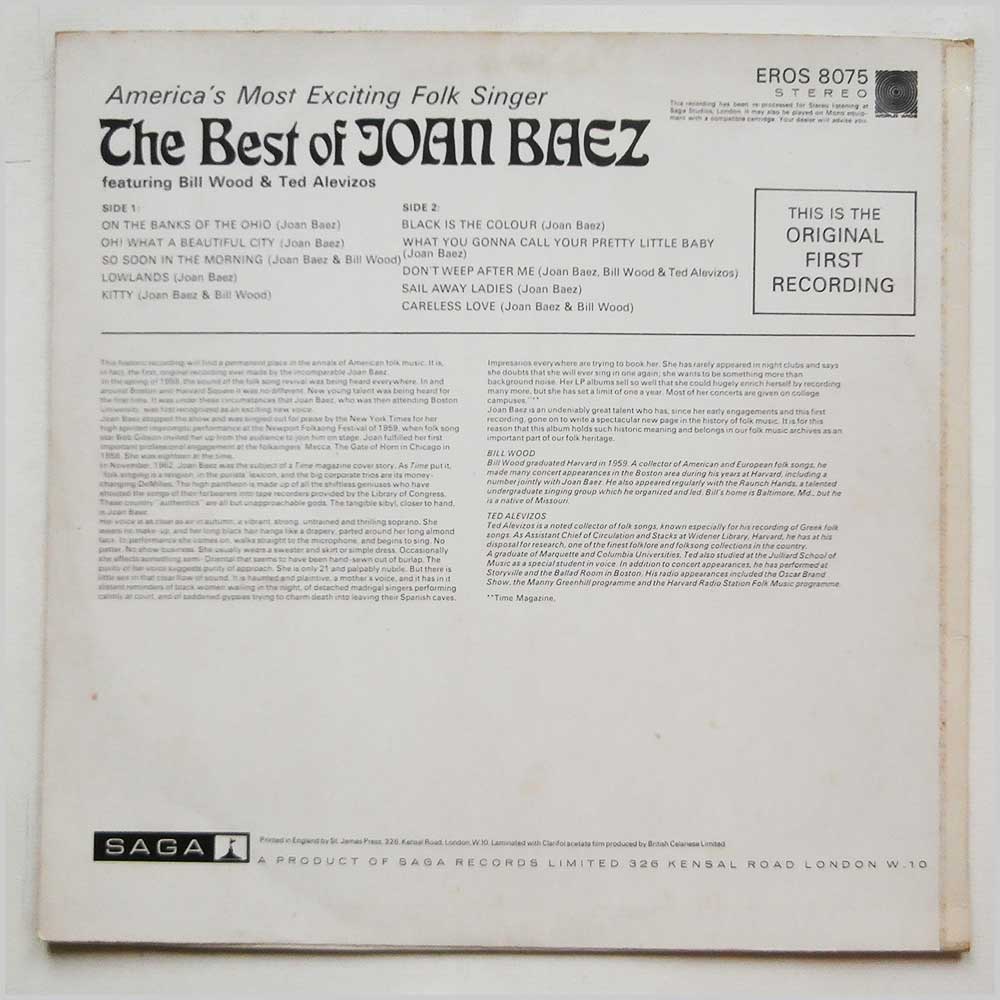 Joan Baez - The Best Of Joan Baez  (ERO 8075) 