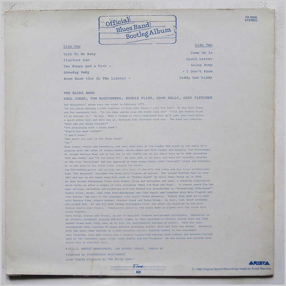 The Blues Band - Official Blues Band Bootleg Album  (FA 3059) 