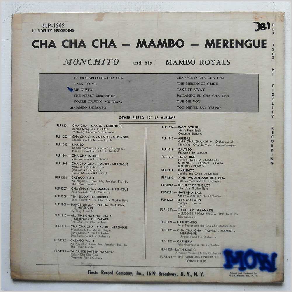 Monchito and His Mambo Royals - Cha Cha Cha Mambo Merengue  (FLP 1202) 