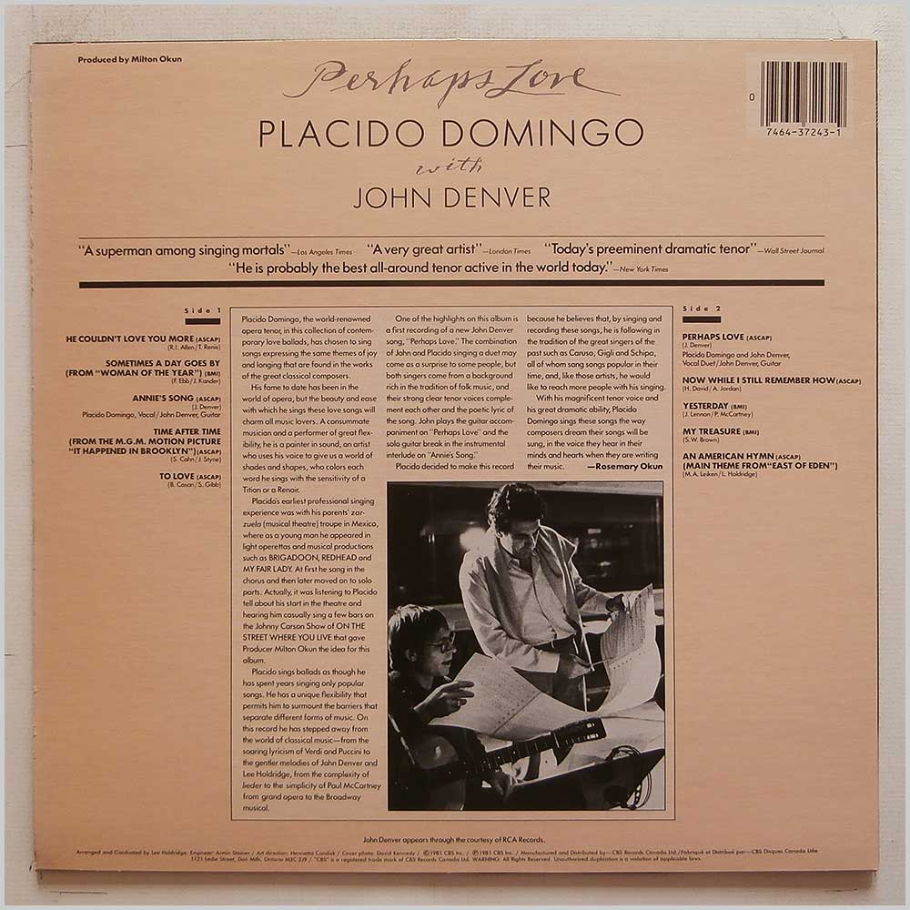 Placido Domingo, John Denver - Perhaps Love  (FM 37243) 