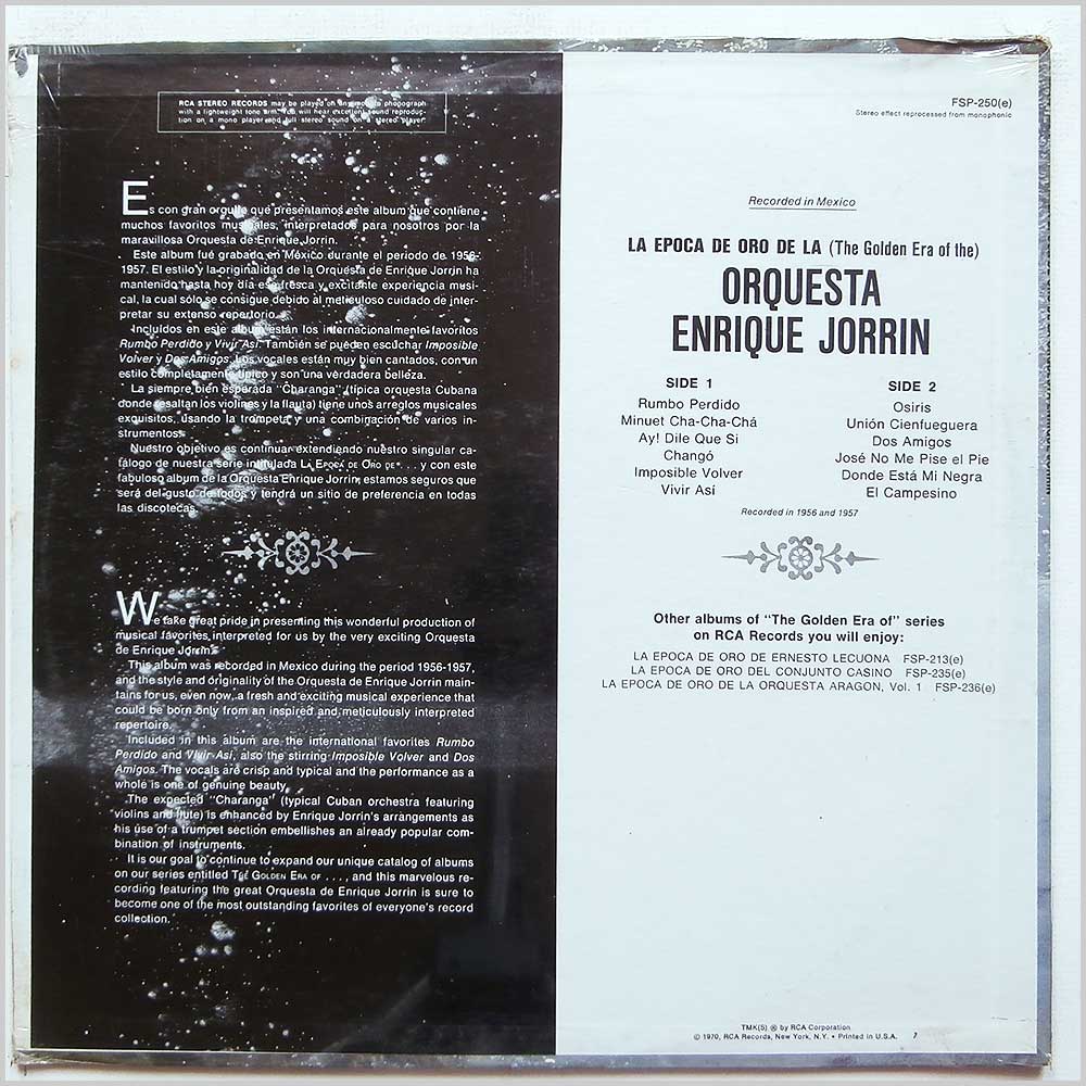 Orquesta Enrique Jorrin - La Epoca De Oro De La (The Golde Era of the) Orquesta Enrique Jorrin  (FSP-250) 