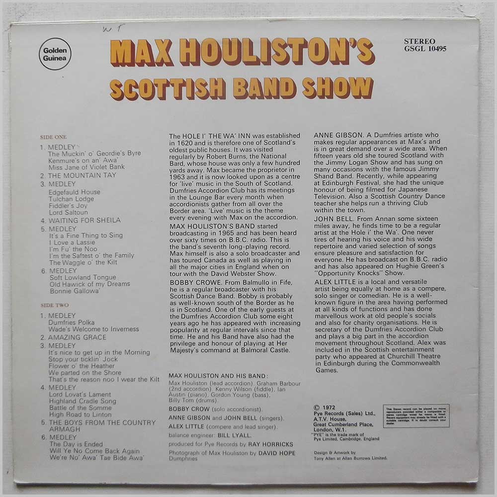 Mac Houliston - Max Houliston's Scottish Band Show  (GASGL 10495) 