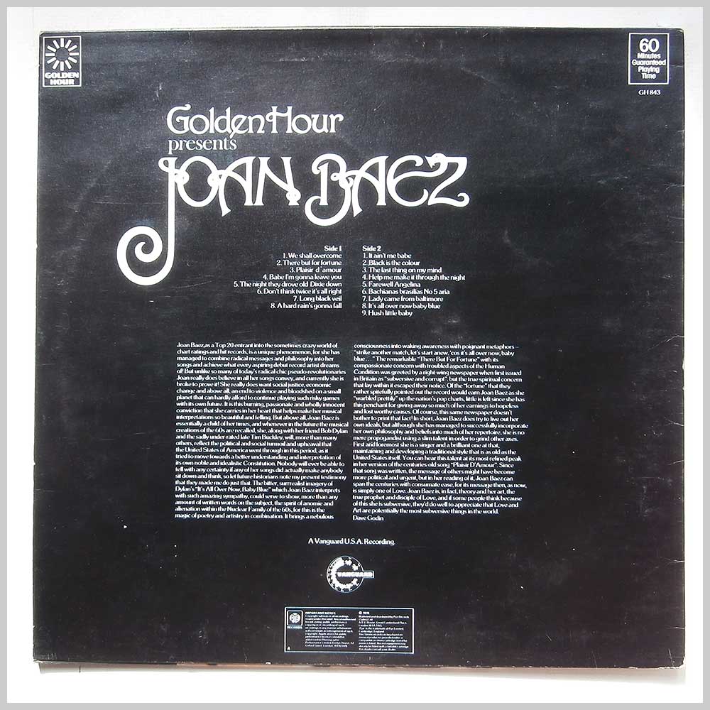 Joan Baez - Golden Hour Presents Joan Baez  (GH 843) 