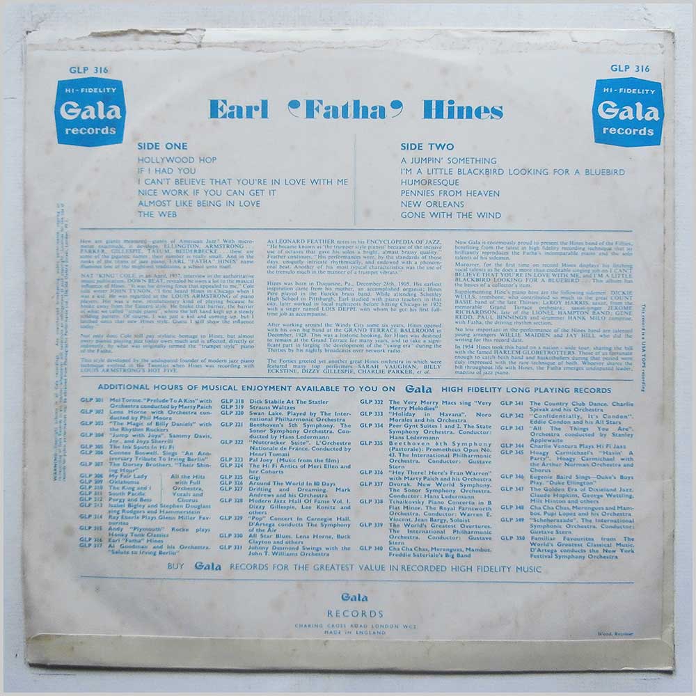 Earl Hines - The Incomparable Earl Fatha Hines (GLP 316)