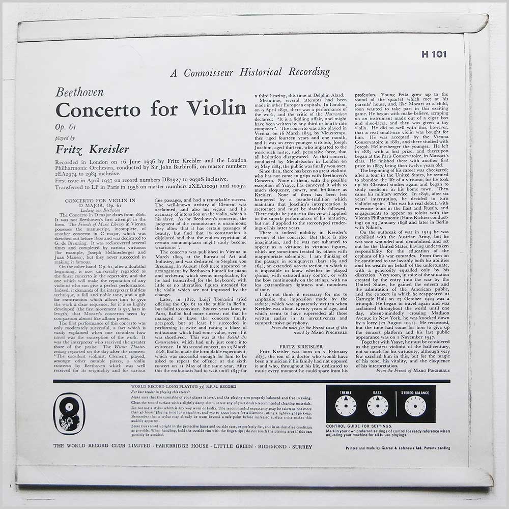 The World Record Club Records Classical Music Record LP for sale 