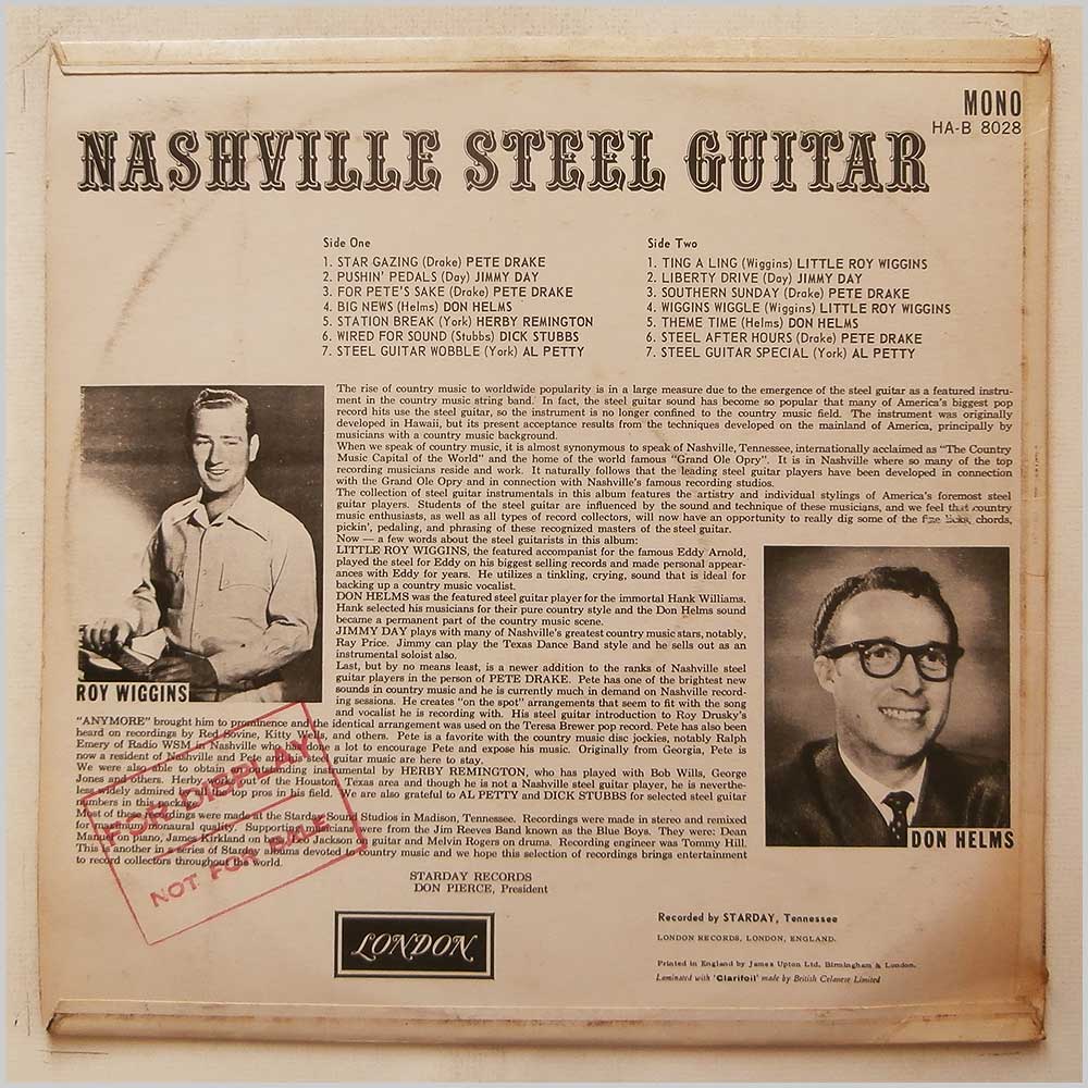 Pete Drake, Little Roy Wiggins, Don Helms, Jimmy Day, Herbie Remington and Others - Nashville Steel Guitar: 14 Masterful Instrumentals (HA-B 8028)