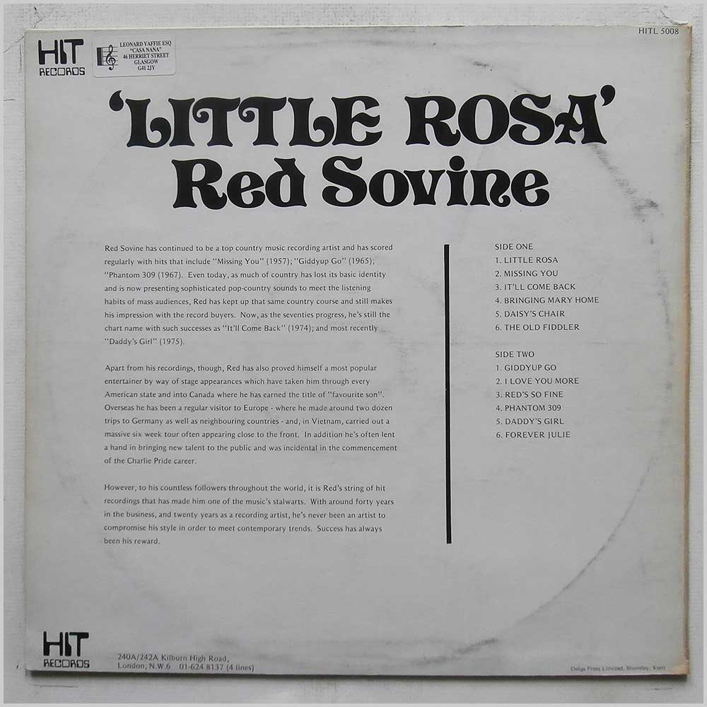 Red Sovine - Little Rosa  (HITL 5008) 
