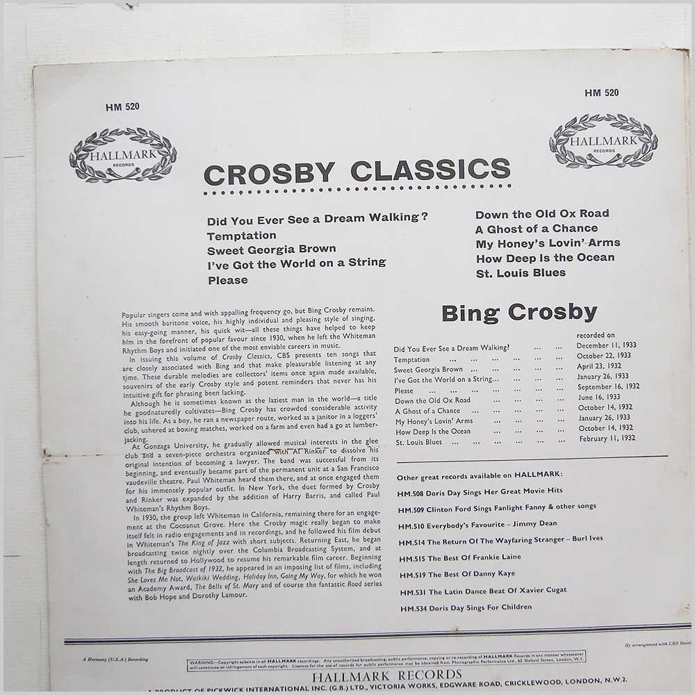 Bing Crosby - Crosby Classics  (HM.520) 