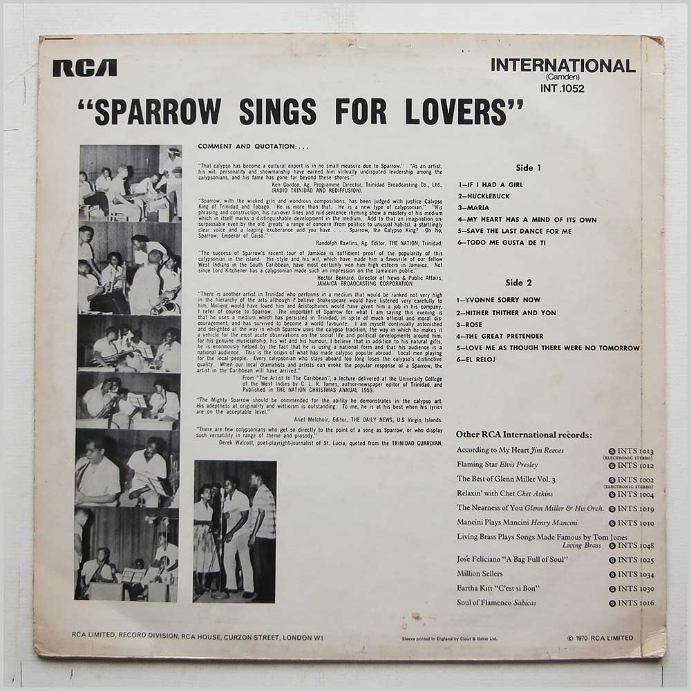 Sparrow - Calypso King  (INT 1052) 