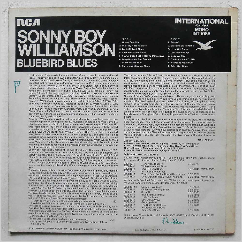 Sonny Boy Williamson - Bluebird Blues  (INT 1088) 