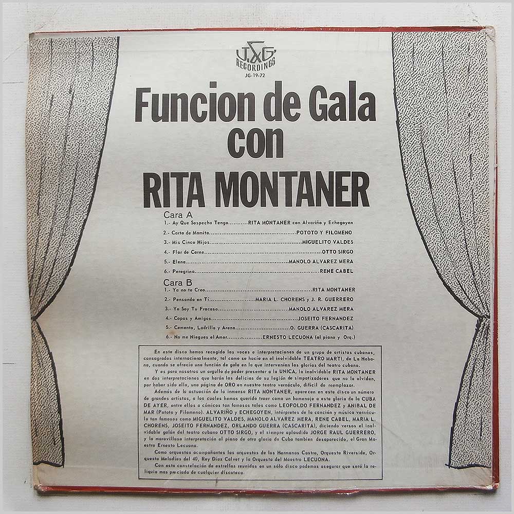 Rita Montaner - Funcion De Gala Rita Montaner  (JG-19-72) 