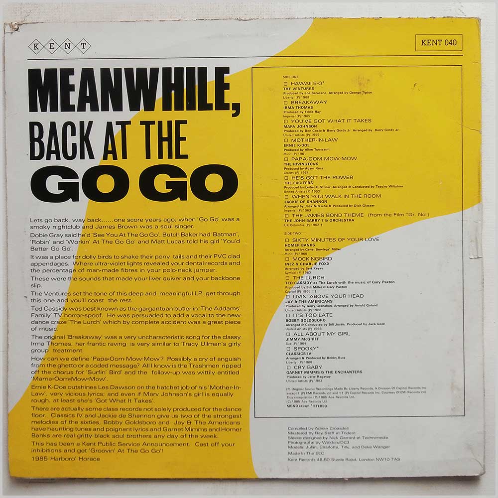 Various - Meanwhile, Back At The Go Go  (KENT 040) 