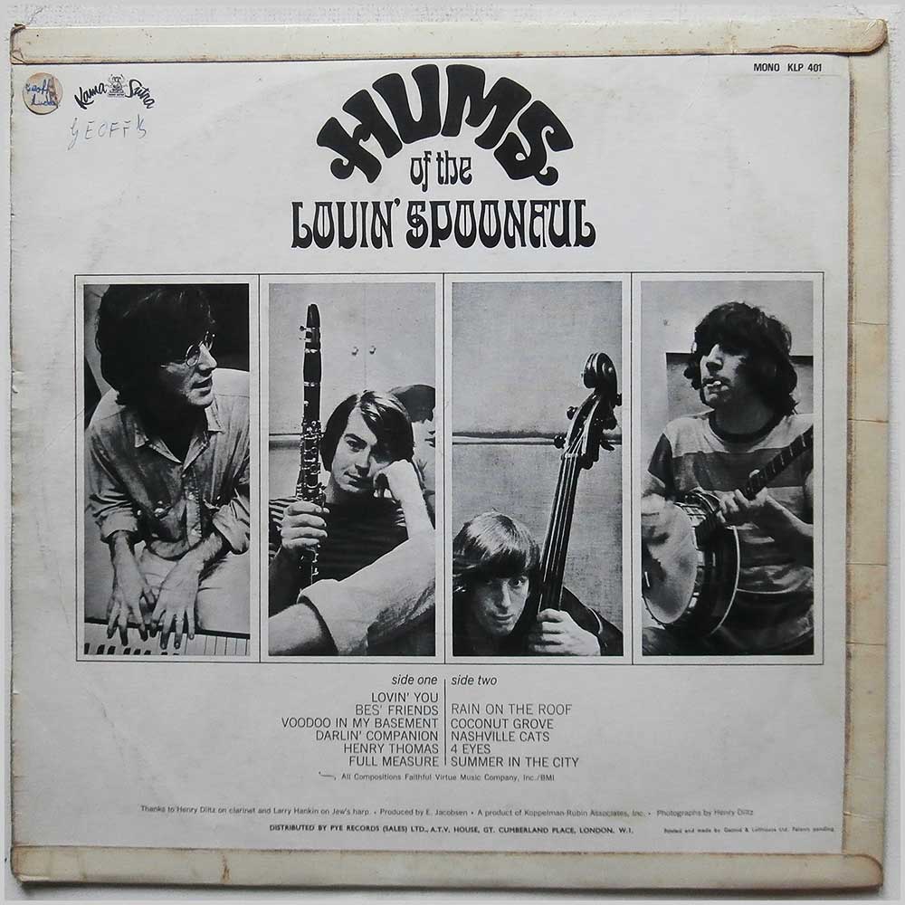 The Lovin' Spoonful - Hums Of The Lovin' Spoonful  (KLP 401) 