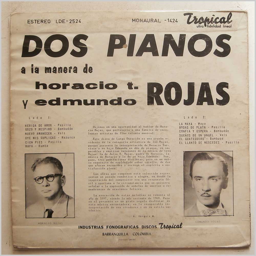 Horacio Y Edmundo Rojas - Dos Pianos A La Manera De Horacio Y Edmundo Rojas  (LD-1424) 