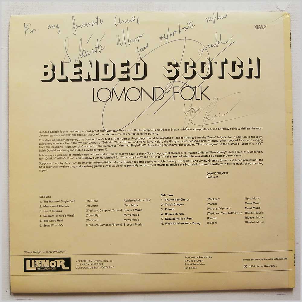 Lomond Folk - Blended Scotch  (LILP 5043) 