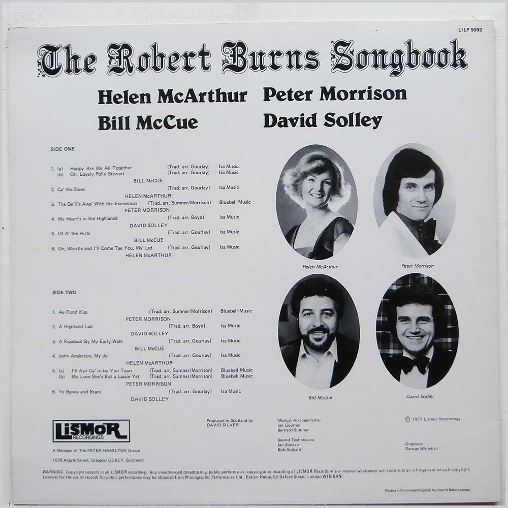 Helen McArthur, Bill McCue, Peter Morrison, David Solley - The Robert Burns Songbook  (LILP 5092) 