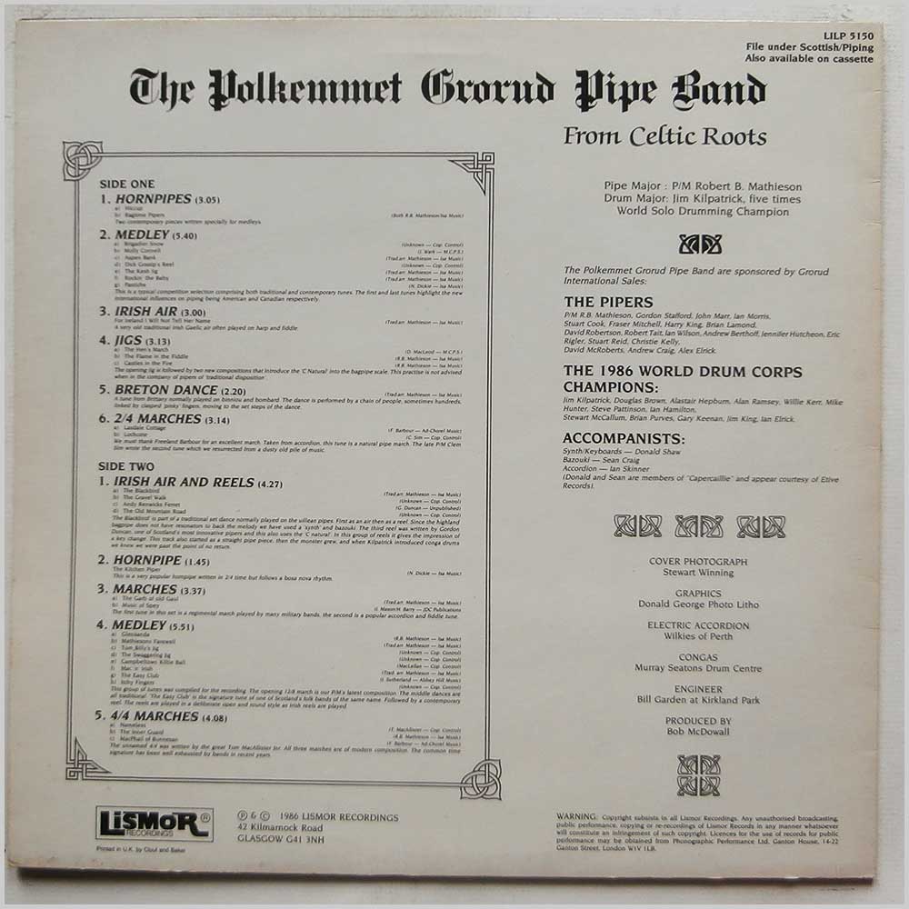 The Polkemmet Grorud Pipe Band - From Celtic Roots  (LILP 5150) 
