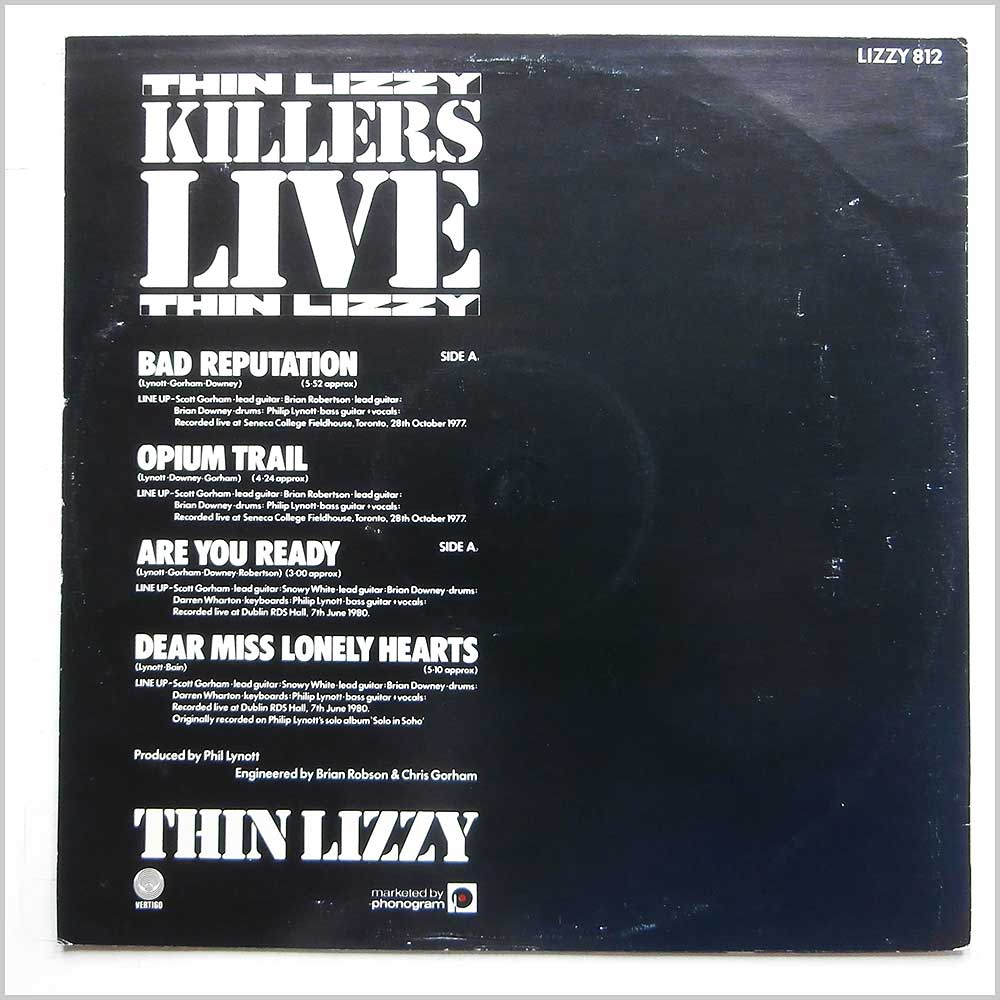 Thin Lizzy - Killers Live  (LIZZY 812) 