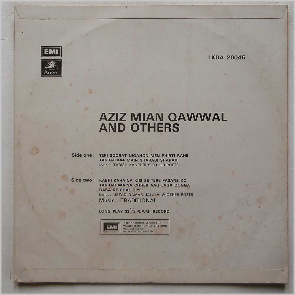 Aziz Mian Qawwal and Others - Teri Soorat Nigaho Mein, Mein Sharabi Mein Sharabi  (LKDA 20045) 