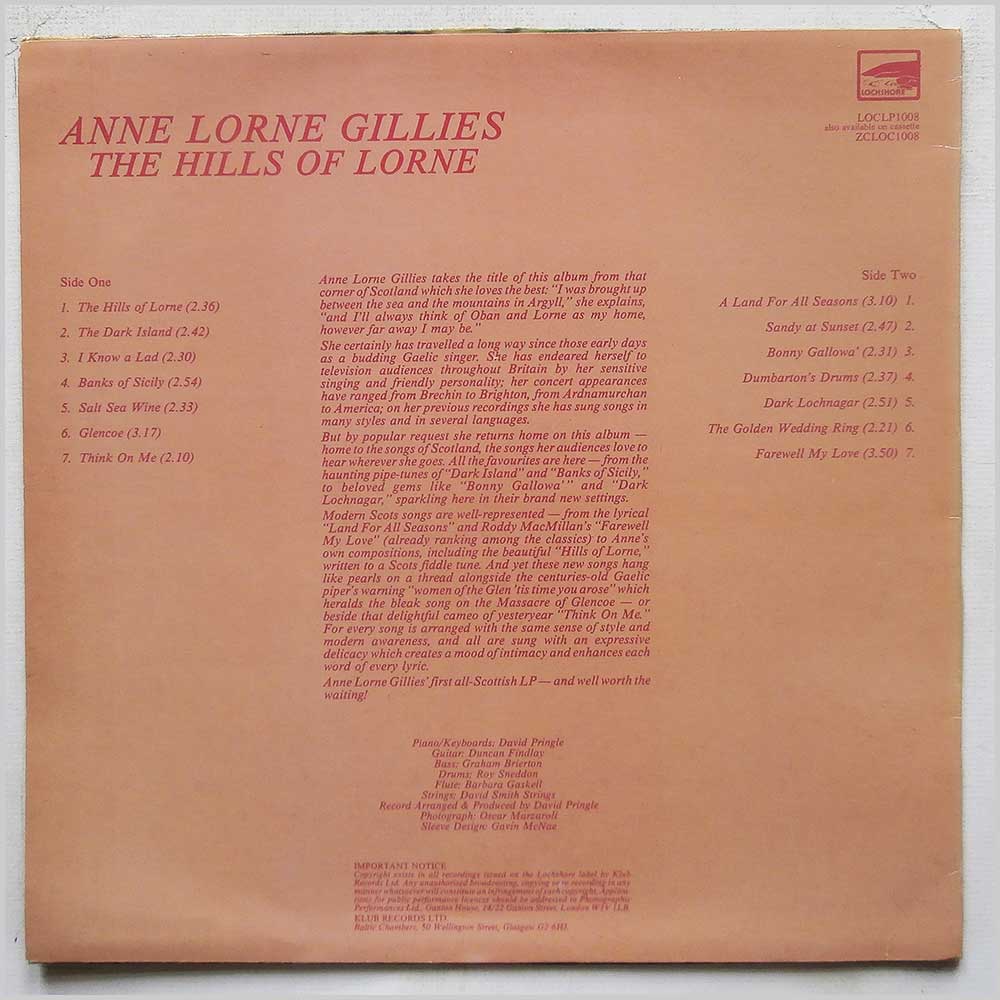 Anne Lorne Giliies - The Hills Of Lorne  (LOCLP1008) 