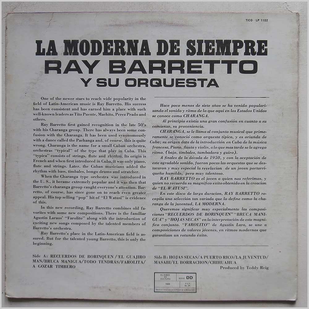 Ray Barretto Y Su Orquesta - La Moderna De Siempre  (LP 1102) 