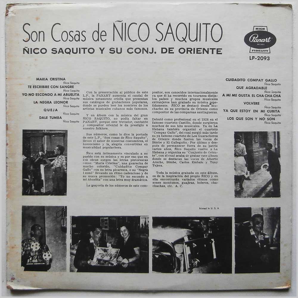 Nico Saquito Y Su Conj. De Oriente - Son Cosas De Nico Saquito  (LP-2093) 