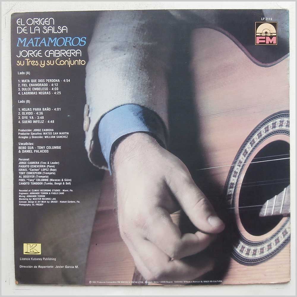Jorge Cabrera Su Tres Y Su Conjunto - El Origen De La Salsa  (LP 2115) 