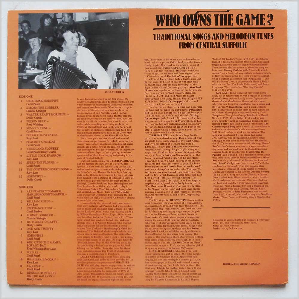 Various - Who Owns The Game? Traditional Songs and Melodean Tunes From Central Suffolk  (LP 302) 