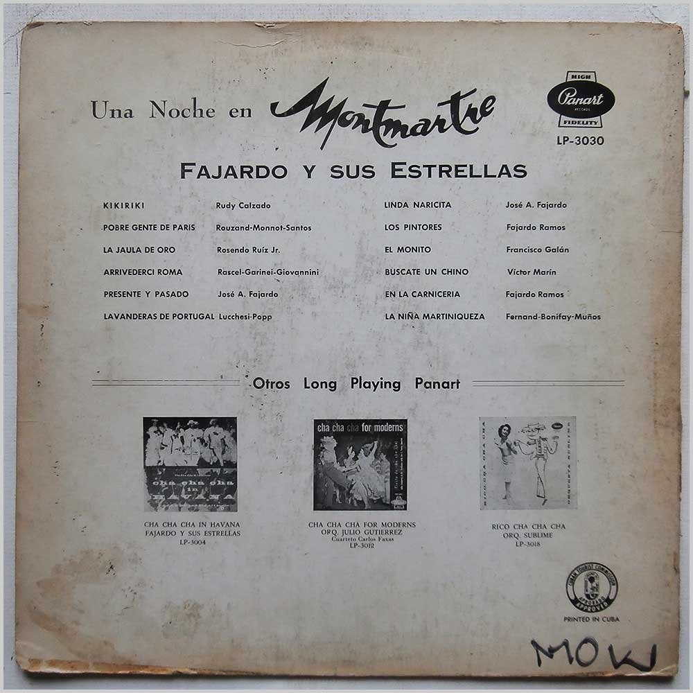 Fajardo Y Sus Estrellas - Una Noche En Montmarte  (LP-3030) 