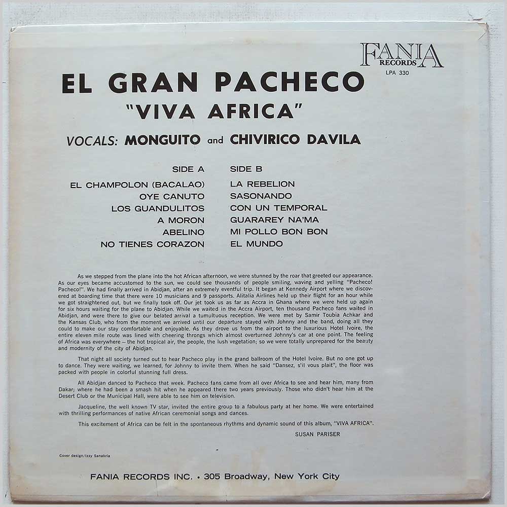 Pacheco Y Su Nuevo Tumbao - Viva Africa  (LP 330) 