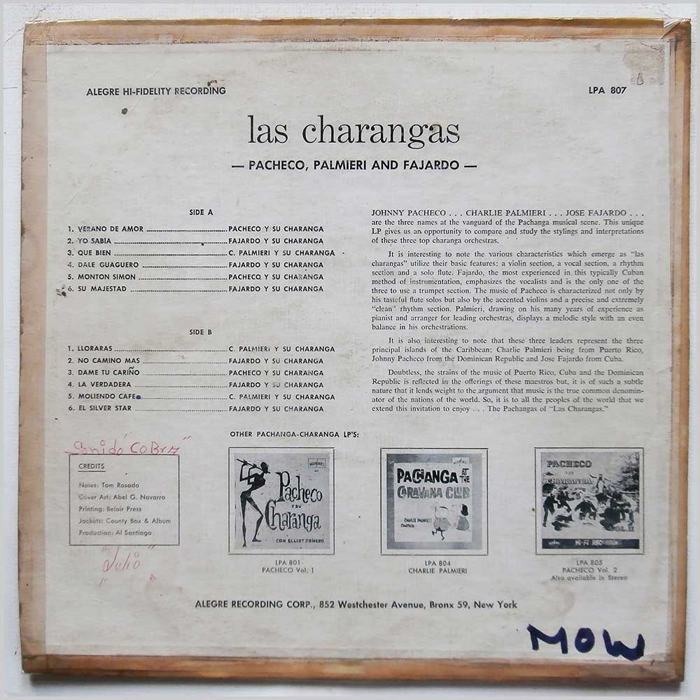 Pacheco, Palmieri and Fajardo - Las Charangas: Pacheco, Palmieri and Fajardo  (LPA 807) 