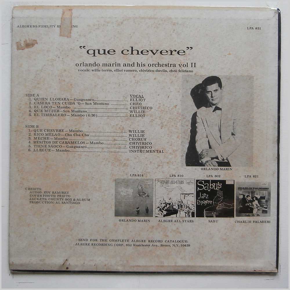 Orlando Marin and His Orchestra - Que Chevere Vol II  (LPA 831) 